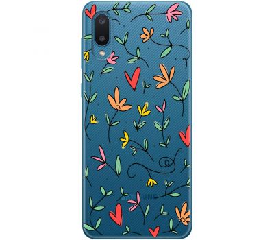 Чохол для Samsung Galaxy A02 (A022) Mixcase квіти квіточки - листочки