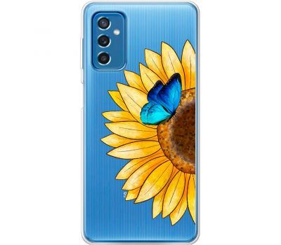 Чохол для Samsung Galaxy M52 (M526) Mixcase квіти соняшник з блакитним метеликом