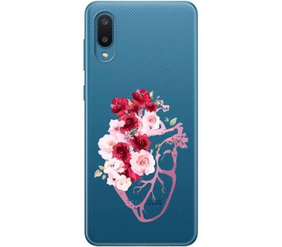 Чохол для Samsung Galaxy A02 (A022) Mixcase квіти серце поросло квітами