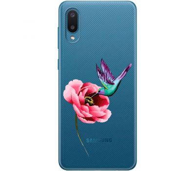 Чохол для Samsung Galaxy A02 (A022) Mixcase квіти колібрі в півоні