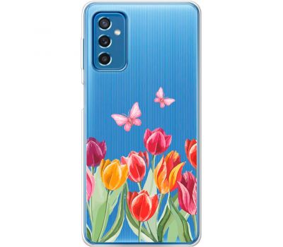 Чохол для Samsung Galaxy M52 (M526) Mixcase квіти тюльпани з двома метеликами