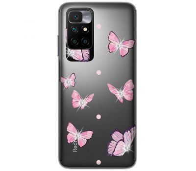 Чохол для Xiaomi Redmi 10 MixCase зі стразами рожеві метелики