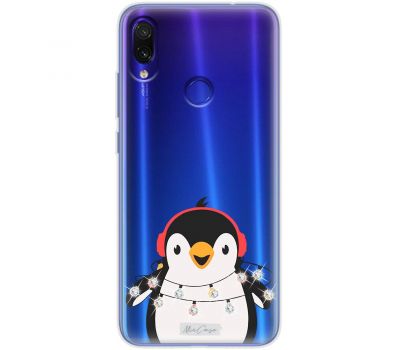 Чохол для Xiaomi Redmi Note 7 MixСase новий рік пінгвін з гірляндою