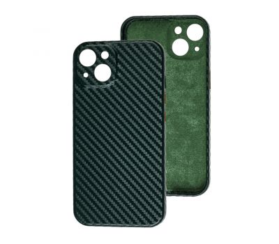 Чохол для iPhone 13 Leather carbon Full camera зелений