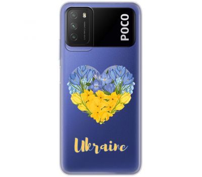 Чохол для Xiaomi Poco M3 MixCase патріотичний "серце" з квітами