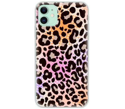 Чохол для iPhone 11 MixCase Леопард рожево-жовтогарячий