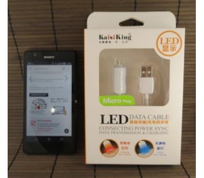 USB cable KaisiKing Micro USB White Lighting