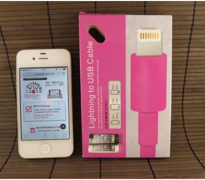 Data-cable USB iPhone 5 1m Pink Lightning (paper box)