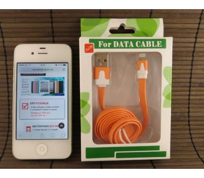 Data-cable USB iPhone 5 широкий Orange (paper box)