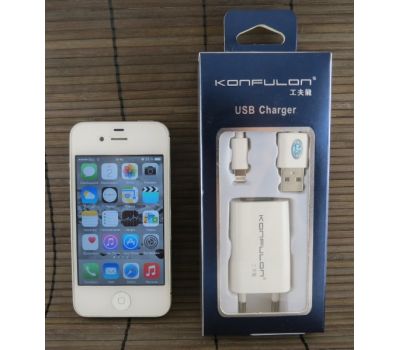 Сетевая зарядка для iPhone 5 Konfulon C13 белый
