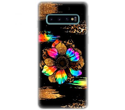 Чохол для Samsung Galaxy S10 (G973) MixCase Леопард райдужна квітка