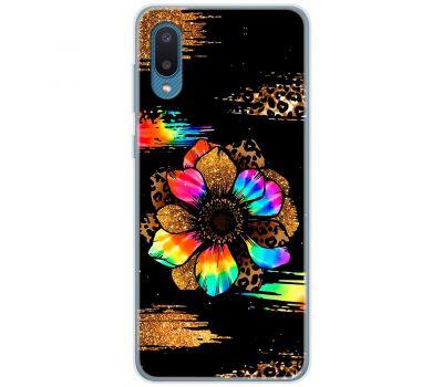 Чохол для Samsung Galaxy A02 (A022) MixCase Леопард райдужна квітка