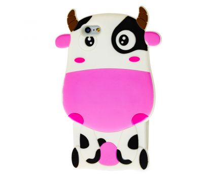 3D чохол корова для iPhone 6 біло-рожевий