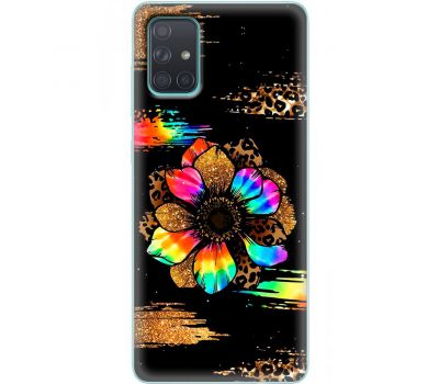 Чохол для Samsung Galaxy A71 (A715) MixCase Леопард райдужна квітка