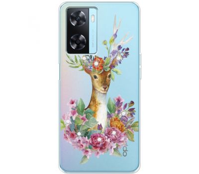 Чохол для Oppo A57s MixCase зі стразами Deer with flowers