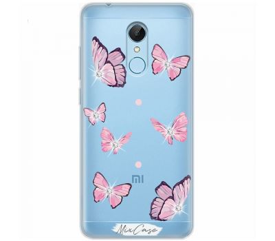 Чохол для Xiaomi Redmi 5 Mixcase стрази рожеві метелики