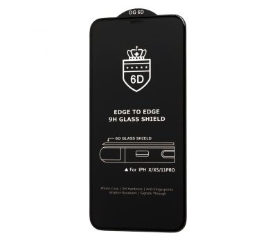 Захисне скло 6D для iPhone X/Xs/11 Pro OG Crown (сітка) чорне (OEM)