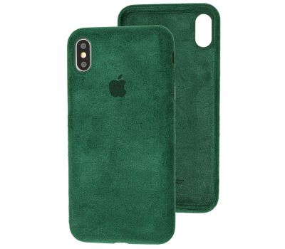 Чохол для iPhone Xs Max Alcantara 360 темно-зелений
