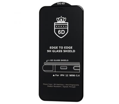 Захисне скло 6D для iPhone 12 mini OG Crown (сітка) чорне