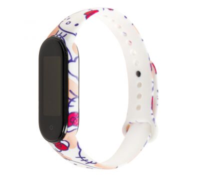 Ремінець для Xiaomi Mi Band 5 силіконовий Hello Kitty / білий