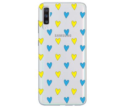 Чохол для Samsung Galaxy A70 (A705) Mixcase Міні-серця прозорий