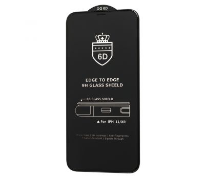 Захисне скло 6D для iPhone Xr/11 OG Crown (сітка) чорне (OEM)