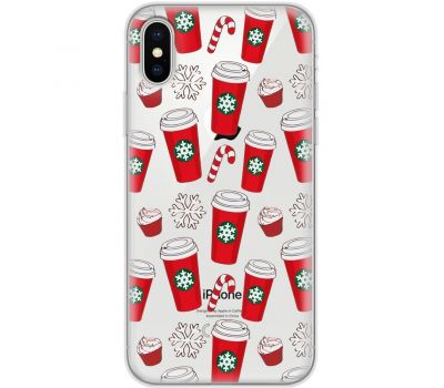 Чохол для iPhone X / Xs MixCase Новий рік зимова кава