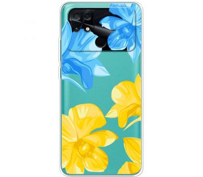 Чохол для Xiaomi Poco С40 MixCase патріотичні синьо-жовті квіти