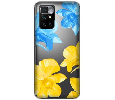 Чохол для Xiaomi Redmi 10 MixCase патріотичні синьо-жовті квіти