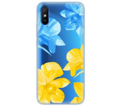 Чохол для Xiaomi Redmi 9A MixCase патріотичні синьо-жовті квіти