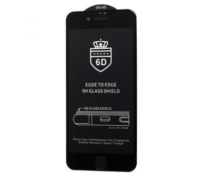 Захисне скло 6D для iPhone 7/8 OG Crown чорне (OEM)