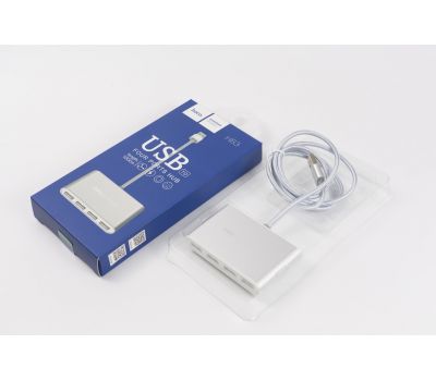 USB HUB 4USB Hoco HB3 (кабель 1m) сріблястий