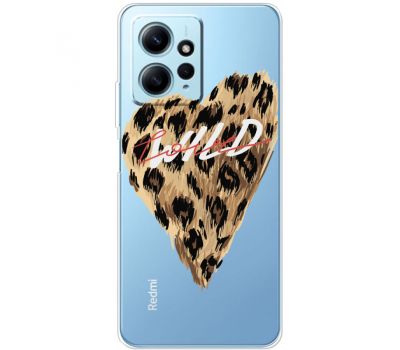 Чохол для Xiaomi Redmi Note 12 4G MixCase Серце леопард на прозорому