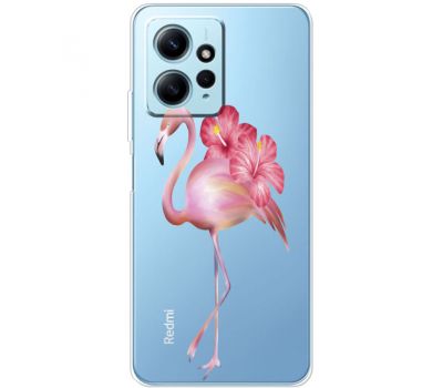 Чохол для Xiaomi Redmi Note 12 4G MixCase Фламінго квітковий на прозорому