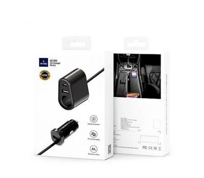 Автомобільний зарядний пристрій WIWU QC300 QC Type-C PD+USB 3.0 чорний 3172727