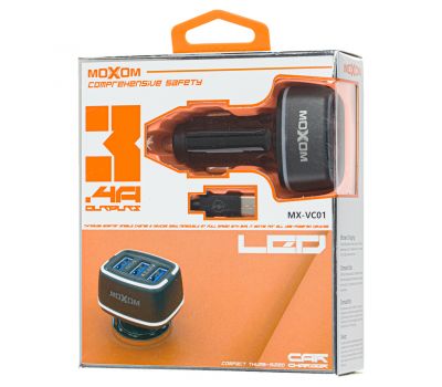 Автомобільний зарядний пристрій Moxom MX-VC01 Type-C 3USB/3,4A чорний