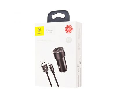 Автомобільний зарядний пристрій Baseus Small Screw lightning 3.4A 2USB 2in1 чорний