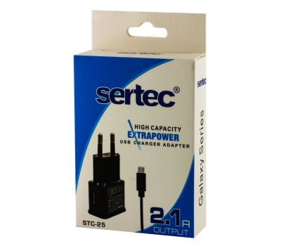 Зарядний пристрій Sertec STC-25 microUSB 2.1A 2in1 чорний