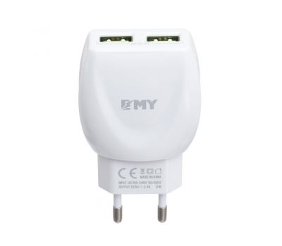 Зарядний пристрій EMY MY-221 (micro 2 USB/2.4A) 2in1 білий 3173805