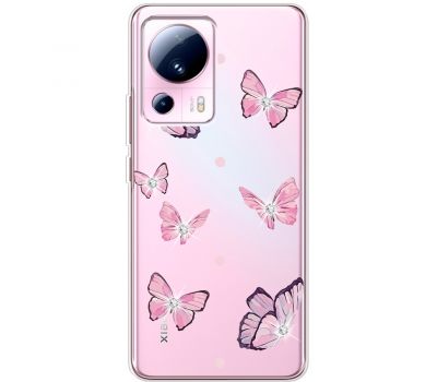 Чохол для Xiaomi 13 Lite Mixcase стрази рожеві метелики
