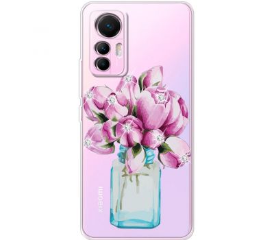 Чохол для Xiaomi 12 Lite Mixcase стрази квіти у банці