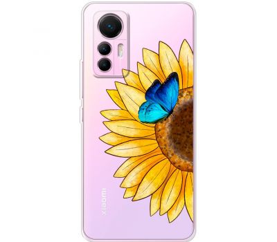 Чохол для Xiaomi 12 Lite Mixcase квіти соняшник з блакитним метеликом