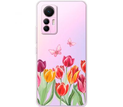 Чохол для Xiaomi 12 Lite Mixcase квіти тюльпани з двома метеликами