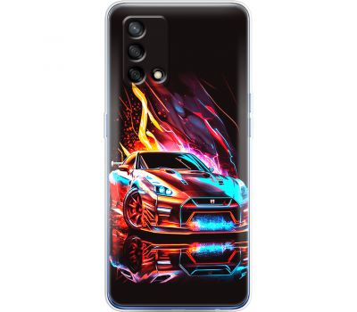 Чохол для Oppo A74 MixCase машини червона в полум'ї