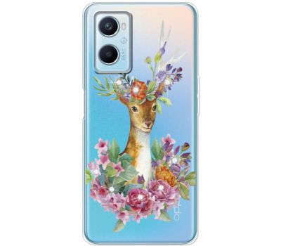 Чохол для Oppo A76 / A96 MixCase Олень зі стразами на прозорому