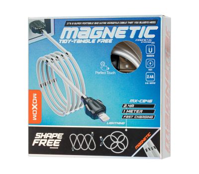 Кабель USB Moxom MX-CB46 lightning magnetic 2.4A 1m білий