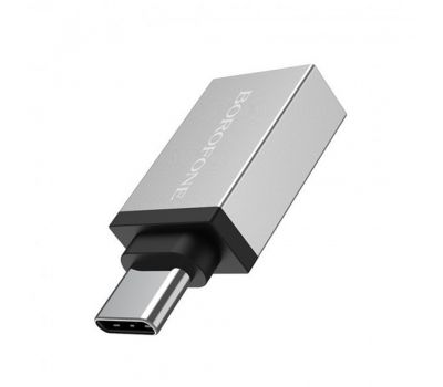 Перехідник OTG Borofone BV3 USB to Type-C сріблястий