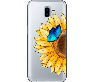 Чохол для Samsung Galaxy J6+ 2018 (J610) Mixcase квіти соняшник з блакитним метеликом