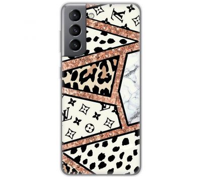 Чохол для Samsung Galaxy S21 FE (G990) MixCase Леопард Louis Vuitton мозаїка