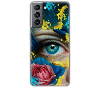 Чохол для Samsung Galaxy S21 FE (G990) MixCase патріотичні Синє жіноче око